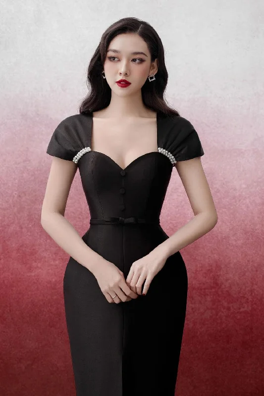 Laramie Pegged Sweetheart Neck Trerena Taffeta Midi Dress