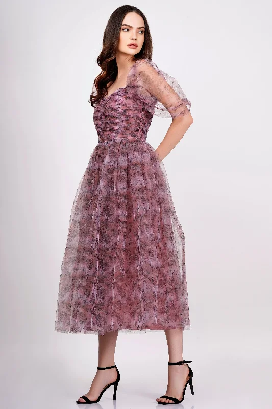 Melbourne Floral Tulle Midi Dress