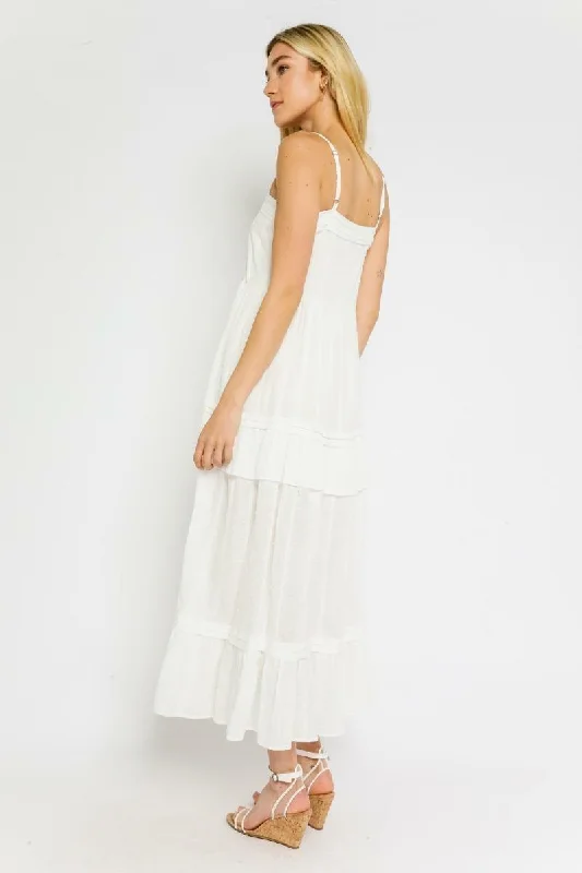Melina White Tiered Midi Tank Dress