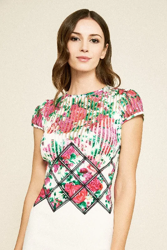 TADASHI SHOJI-JAMEKA FLORAL CREPE GOWN