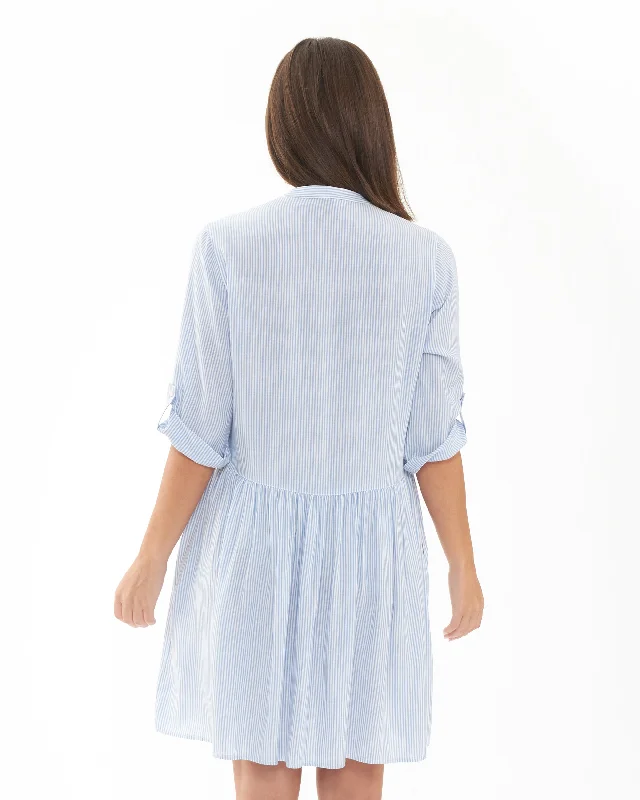 Sam Stripe Dress  Sky Blue / White